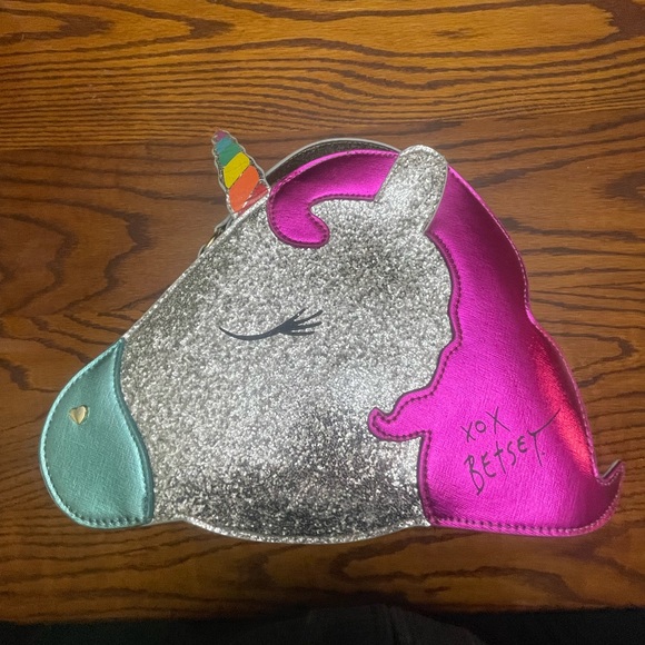 Betsey Johnson Glitter Unicorn Lunch Bag Tote Large size Back to school Bling - Picture 2 of 8